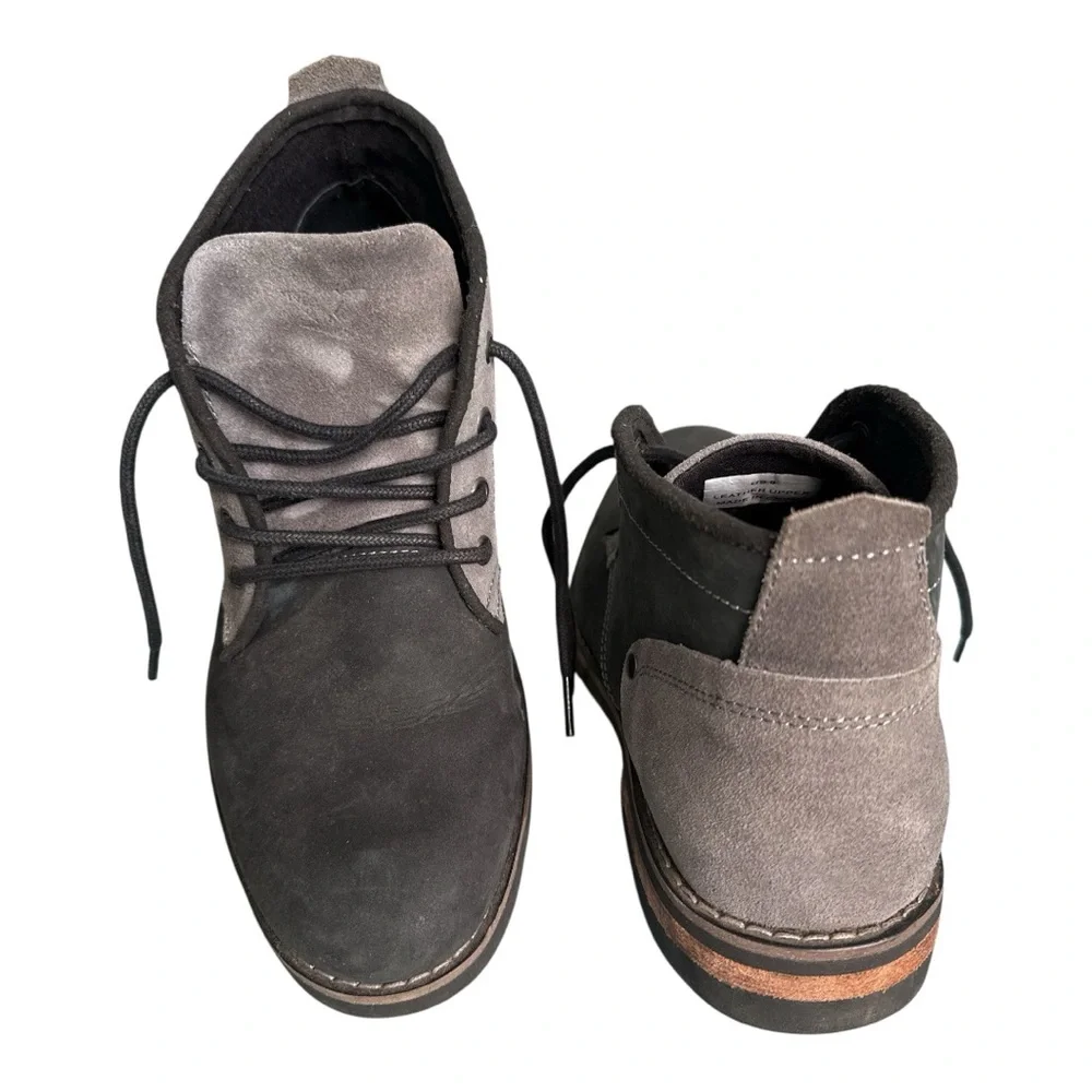 Black Gray Suede Rugged Ankle Work Boots Lace Up Unisex Men’s 9 women’s 10.5